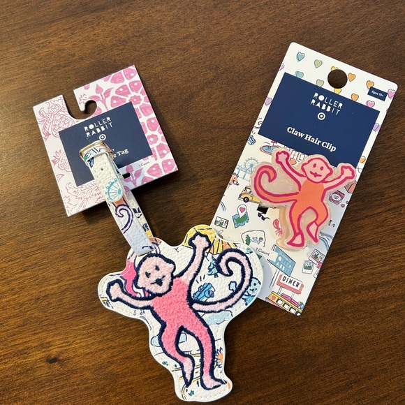 Roller Rabbit Accessories - Roller Rabbit x Target Bundle of Monkey Roadtrip Luggage Tag & Monkey Hair Clip!